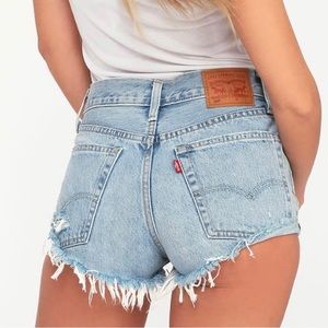 501 Light Wash Distressed Denim Cutoff Shorts